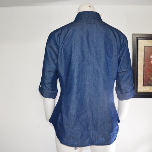 Cavalini Denim Collection Embroidered Top Size 1X - Picture 3 of 8